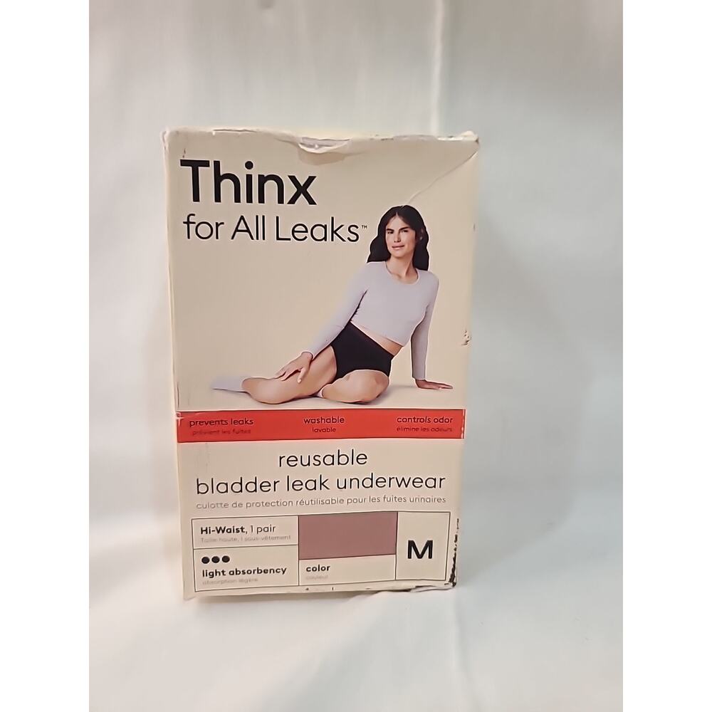 Thinx For All Leaks Underwear Reusable Hi-Waist Light Absorbency Size M